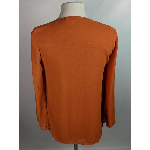 Nurture Apricot Blouse Embellished Beaded Size Small Billow Sleeves Front Tie - Picture 8 of 8